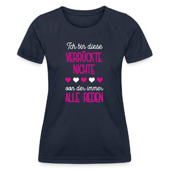 Verrückte Nichte Patenkinder Nichten Patentochter - Frauen Funktions-T-Shirt - Navy - Vorne - AI Model Female 172 light (172cm)
