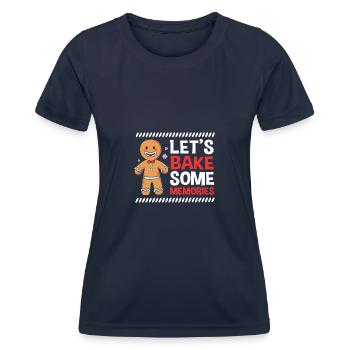 Lebkuchenmann Lebkuchenherz Lebkuchen Naschen - Frauen Funktions-T-Shirt - Navy - Vorne - AI Model Female 172 light (172cm)