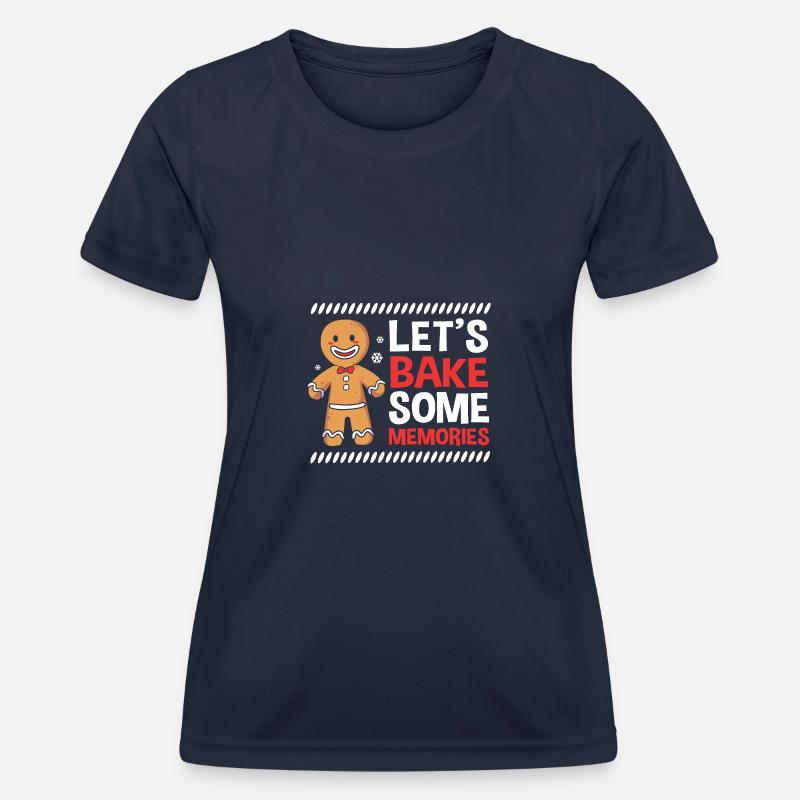 Gingerbread Man Gingerbread Heart Gingerbread Snacking - Women's Functional T-Shirt - navy