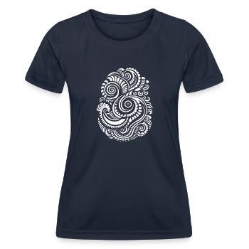 Expressive Maori Tattoo Art - Wave Pattern - Women's Functional T-Shirt - navy - Front - AI Model Female 172 light (172cm)