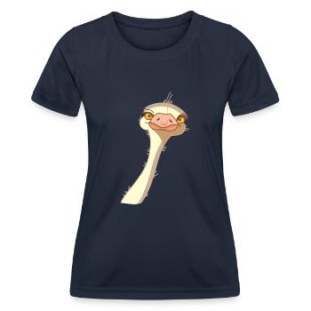 Oiseau Autruche Drôle (b) - T-shirt sport Femme - bleu marine - Devant - AI Model Female 172 light (172cm)