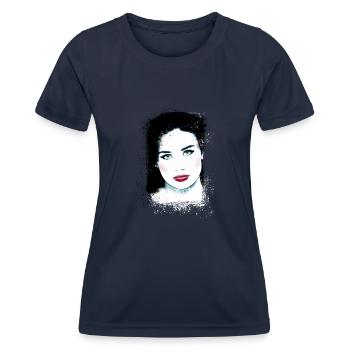 Femme, Yeux verts,Demi Moore,Coeur, Visage,Peinture - T-shirt sport Femme - bleu marine - Devant - AI Model Female 172 light (172cm)