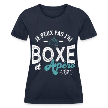 je peux pas j ai boxe et apéro Humour boxe - T-shirt sport Femme - bleu marine - Devant - AI Model Female 172 light (172cm)