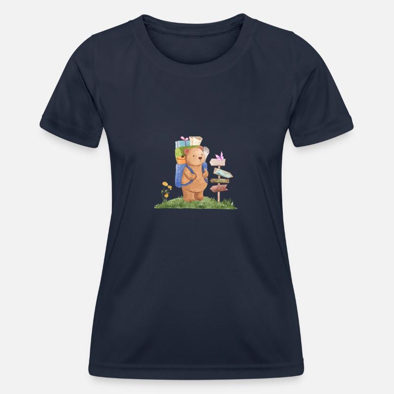 Camping Bear - Women's Functional T-Shirt - navy