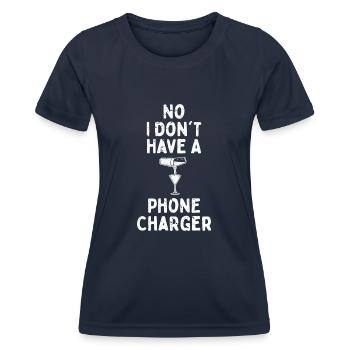 Nein, ich habe kein Handy-Ladegerät - Frauen Funktions-T-Shirt - Navy - Vorne - AI Model Female 172 light (172cm)