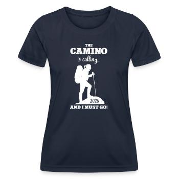 Camino de Santiago Pilger Reise 2025 Wandern Route - Frauen Funktions-T-Shirt - Navy - Vorne - AI Model Female 172 light (172cm)