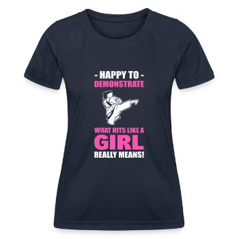 Taekwondo Mädchen Taekwondo -Trainer - Frauen Funktions-T-Shirt - Navy - Vorne - AI Model Female 172 light (172cm)
