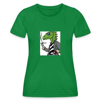 Rauchender Dino - Frauen Funktions-T-Shirt - Kelly Green - Vorne - AI Model Female 172 dark (172cm)