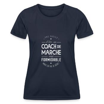 coach Marche formidable cadeau sport Marche - T-shirt sport Femme - bleu marine - Devant - AI Model Female 172 light (172cm)