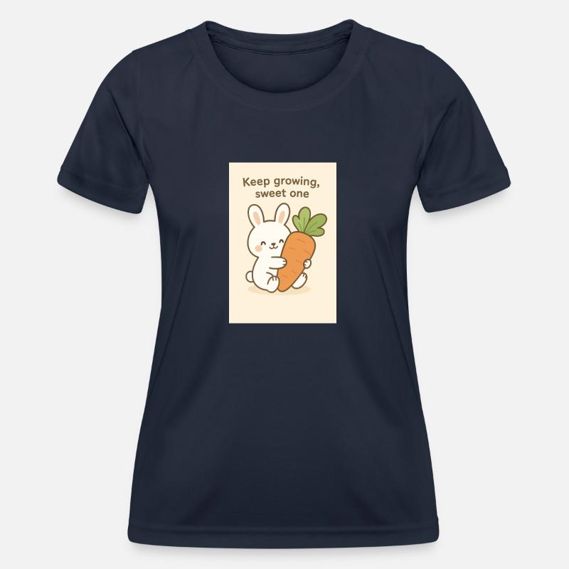 Kawaii Bunny Hugging Giant Carrot - Women's Functional T-Shirt - navy