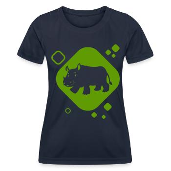 Nashorn - Afrika - Natur - Tierfreund - Frauen Funktions-T-Shirt - Navy - Vorne - AI Model Female 172 light (172cm)