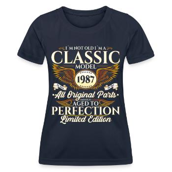 Vintage 1987 35ème anniversaire vintage 87 cadeau - T-shirt sport Femme - bleu marine - Devant - AI Model Female 172 light (172cm)