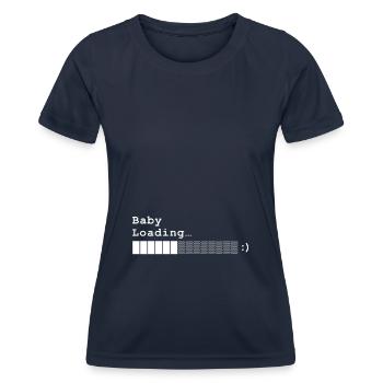 Schwangerschaft - ASCII Retro Baby Loading - Frauen Funktions-T-Shirt - Navy - Vorne - AI Model Female 172 light (172cm)