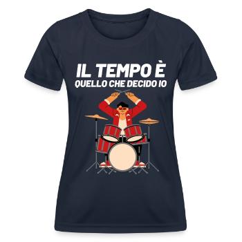 Il Tempo Quello Che Decido Io Strumento Schlagzeug - Frauen Funktions-T-Shirt - Navy - Vorne - AI Model Female 172 light (172cm)
