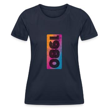Années 1980 - T-shirt sport Femme - bleu marine - Devant - AI Model Female 172 light (172cm)