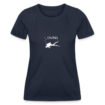 Diving Taucher mit Luftblasen Scuba - Frauen Funktions-T-Shirt - Navy - Vorne - AI Model Female 172 light (172cm)