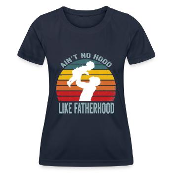 Vintage Dad Father Ain’t No Hood Like Fatherhood - T-shirt sport Femme - bleu marine - Devant - AI Model Female 172 light (172cm)