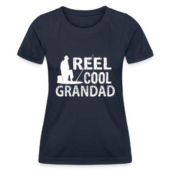 Reel Cool Grandad Fishing,Fishing Dad Father - Women's Functional T-Shirt - navy - Front - AI Model Female 172 light (172cm)