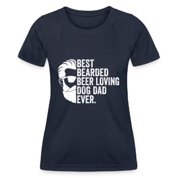 Bester bärtiges Bier liebender Hundevater aller Zeiten - Frauen Funktions-T-Shirt - Navy - Vorne - AI Model Female 172 light (172cm)