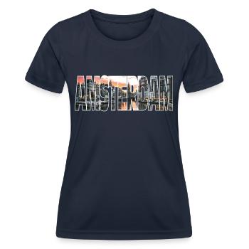 Amsterdam - T-shirt sport Femme - bleu marine - Devant - AI Model Female 172 light (172cm)
