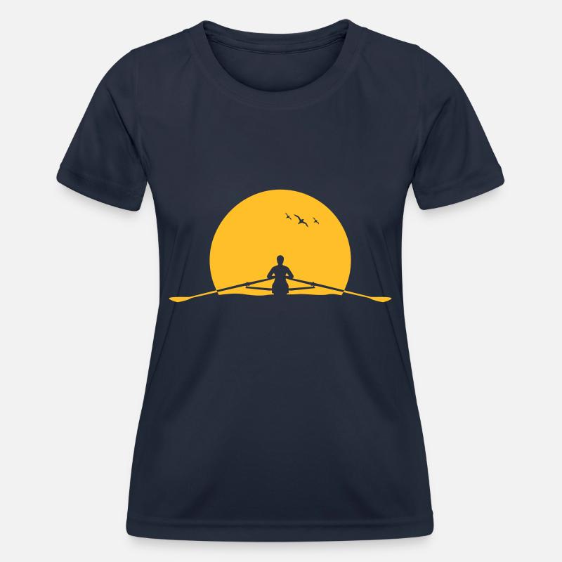Rowing sunset rower rowing skulls - Women's Functional T-Shirt - navy