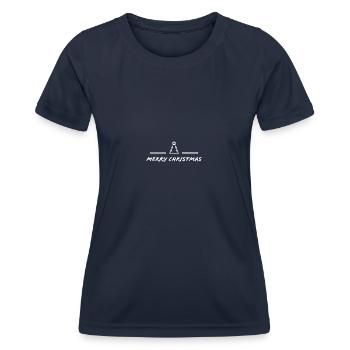 Merry Christmas logos white - Women's Functional T-Shirt - navy - Front - AI Model Female 172 light (172cm)