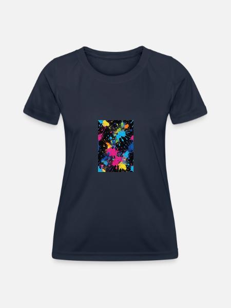 farbkleckse,splash,farbe,kleckse,bunt - Frauen Funktions-T-Shirt - Navy