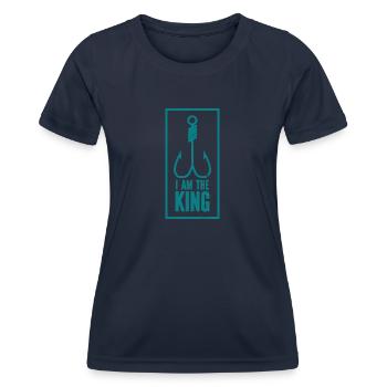 Angler Angelhaken Angelrute Sportfischer - Frauen Funktions-T-Shirt - Navy - Vorne - AI Model Female 172 light (172cm)