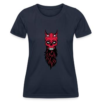 dead head hipster devil bearded beard fantasy luc - Women's Functional T-Shirt - navy - Front - AI Model Female 172 light (172cm)