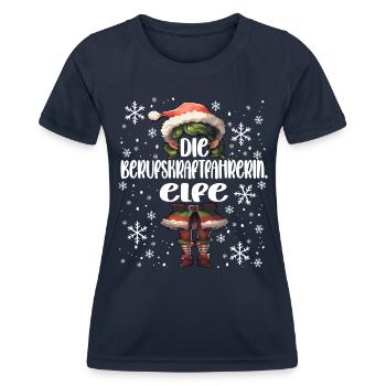 Weihnachtsoutfit Berufskraftfahrerin - Frauen Funktions-T-Shirt - Navy - Vorne - AI Model Female 172 light (172cm)