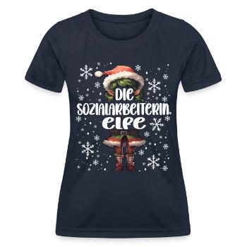 Weihnachtsoutfit Sozialarbeiterin - Frauen Funktions-T-Shirt - Navy - Vorne - AI Model Female 172 light (172cm)
