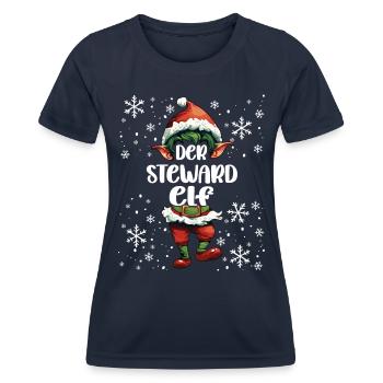 Weihnachtsoutfit Steward Elf Wichtel - Frauen Funktions-T-Shirt - Navy - Vorne - AI Model Female 172 light (172cm)