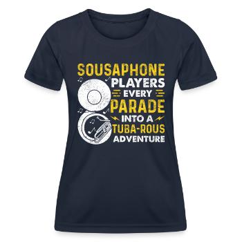 Funny Sousaphone Brass Band Player Marschband - Frauen Funktions-T-Shirt - Navy - Vorne - AI Model Female 172 light (172cm)