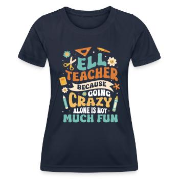 Professeur d’anglais Apprenant d’anglais Professeur d’anglais ELL - T-shirt sport Femme - bleu marine - Devant - AI Model Female 172 light (172cm)