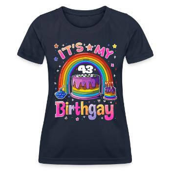 It's my birthgay birth-gay lgbt gay - Women's Functional T-Shirt - navy - Front - AI Model Female 172 light (172cm)