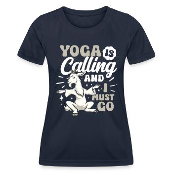 Méditation yoga chèvre, cours de yoga, yoga - T-shirt sport Femme - bleu marine - Devant - AI Model Female 172 light (172cm)