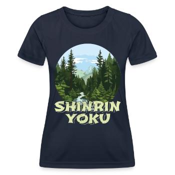 Shinrin Yoku Japanese Art Nature Forest - Frauen Funktions-T-Shirt - Navy - Vorne - AI Model Female 172 light (172cm)