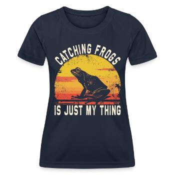 Frogs Catch Frog Hunter Frog Catcher - Women's Functional T-Shirt - navy - Front - AI Model Female 172 light (172cm)