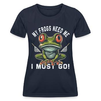 Frogs Catch Frog Hunter Frog Catcher - Women's Functional T-Shirt - navy - Front - AI Model Female 172 light (172cm)