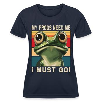 Frogs Catch Frog Hunter Frog Catcher - Women's Functional T-Shirt - navy - Front - AI Model Female 172 light (172cm)