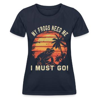 Frogs Catch Frog Hunter Frog Catcher - Women's Functional T-Shirt - navy - Front - AI Model Female 172 light (172cm)