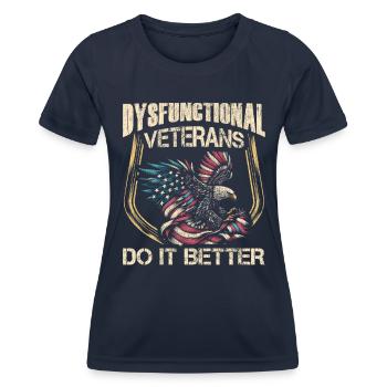 Veteran Medicated Dysfunctional - Frauen Funktions-T-Shirt - Navy - Vorne - AI Model Female 172 light (172cm)