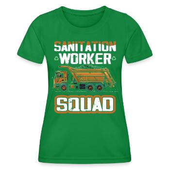 Garbage truck driver for sanitation workers - Women's Functional T-Shirt - kelly green - Front - AI Model Female 172 dark (172cm)