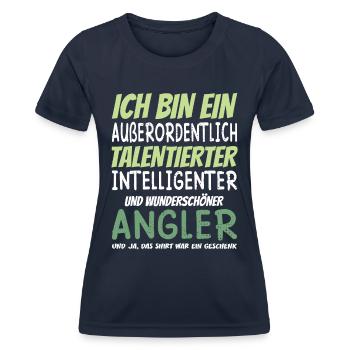 Ich bin ein Außerordentlich Wunderschöner Angler - Frauen Funktions-T-Shirt - Navy - Vorne - AI Model Female 172 light (172cm)