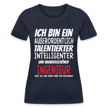 Bin ein Außerordentlich Wunderschöner Ingenieur - Frauen Funktions-T-Shirt - Navy - Vorne - AI Model Female 172 light (172cm)