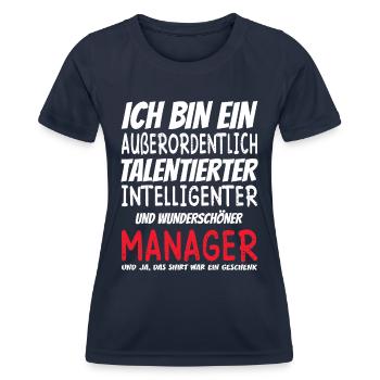 Ich bin ein Außerordentlich Wunderschöner Manager - Frauen Funktions-T-Shirt - Navy - Vorne - AI Model Female 172 light (172cm)