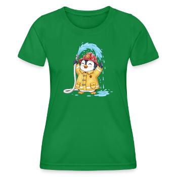 Penguin Fireman Kids Water Fun Hose - Women's Functional T-Shirt - kelly green - Front - AI Model Female 172 dark (172cm)