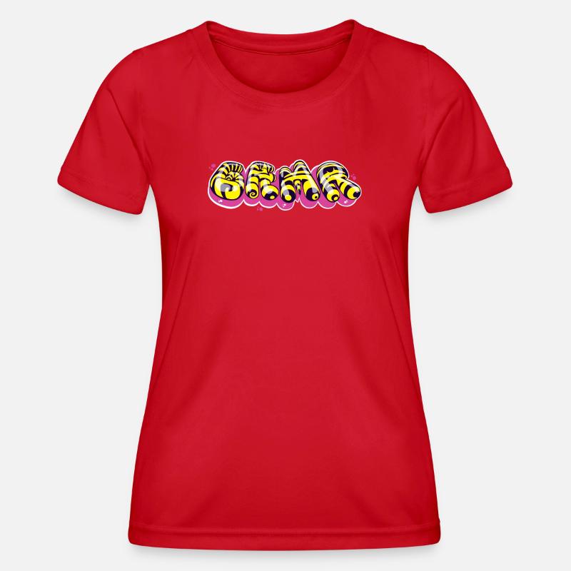 Colorful Graffiti-Style Text Design - Women's Functional T-Shirt - red