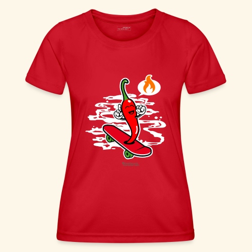 Chili Pepper Chillig auf Skateboard - Frauen Funktions-T-Shirt