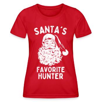 Christmas Hunter Santa's Favorite hunter - Women's Functional T-Shirt - red - Front - AI Model Female 172 dark (172cm)
